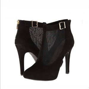 Jessica Simpson black lace insert boots